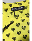 Dolce & Gabbana Yellow Cotton DG Heart Print Crew Neck T-shirt