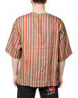 Dolce & Gabbana Multicolor Striped Graphic Linen Round Neck T-shirt