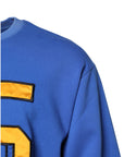 Dolce & Gabbana Blue Printed Cotton Cropped Crew Neck T-shirt