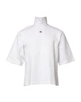 Dolce & Gabbana White Cotton Turtleneck DG Applique T-shirt