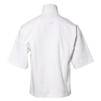 Dolce & Gabbana White Cotton Turtleneck DG Applique T-shirt