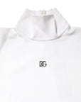 Dolce & Gabbana White Cotton Turtleneck DG Applique T-shirt