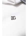 Dolce & Gabbana White Cotton Turtleneck DG Applique T-shirt
