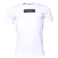 Dolce & Gabbana White Cotton Logo Patch Crew Neck T-shirt