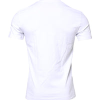 Dolce & Gabbana White Cotton Logo Patch Crew Neck T-shirt