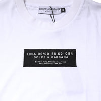 Dolce & Gabbana White Cotton Logo Patch Crew Neck T-shirt