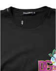 Dolce & Gabbana Black DG Floral Print Crew Neck T-shirt