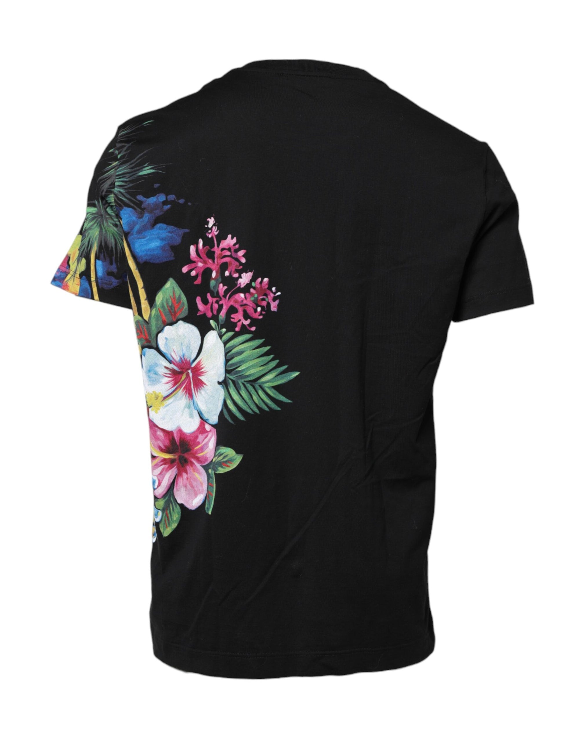 Dolce & Gabbana Black DG Floral Print Crew Neck T-shirt