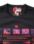 Dolce & Gabbana Black Cotton Graphic Print Crew Neck T-shirt