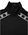 Dolce & Gabbana Black Cotton DG Print Turtleneck T-shirt