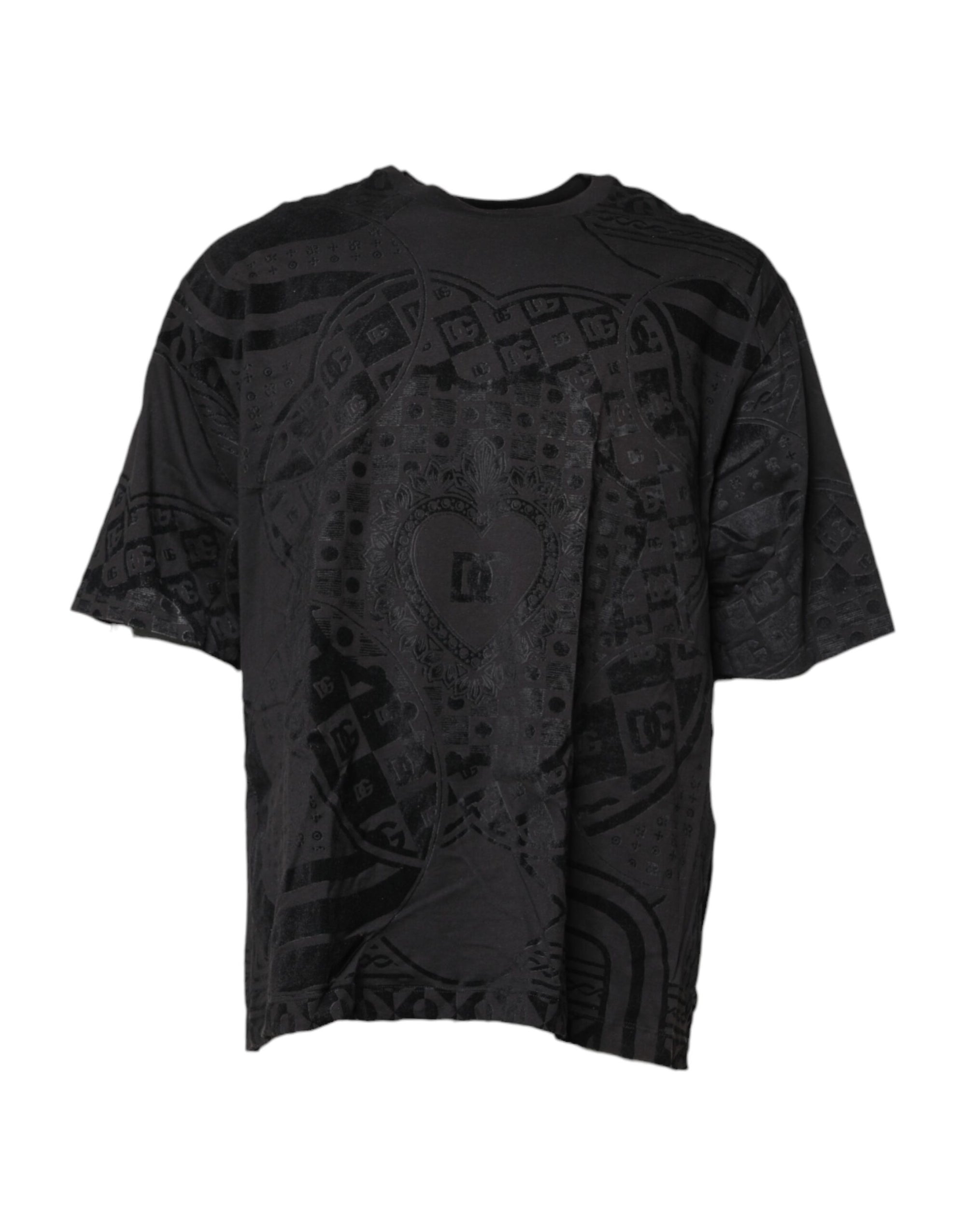 Dolce & Gabbana Black Cotton Bandana Logo Crew Neck T-shirt
