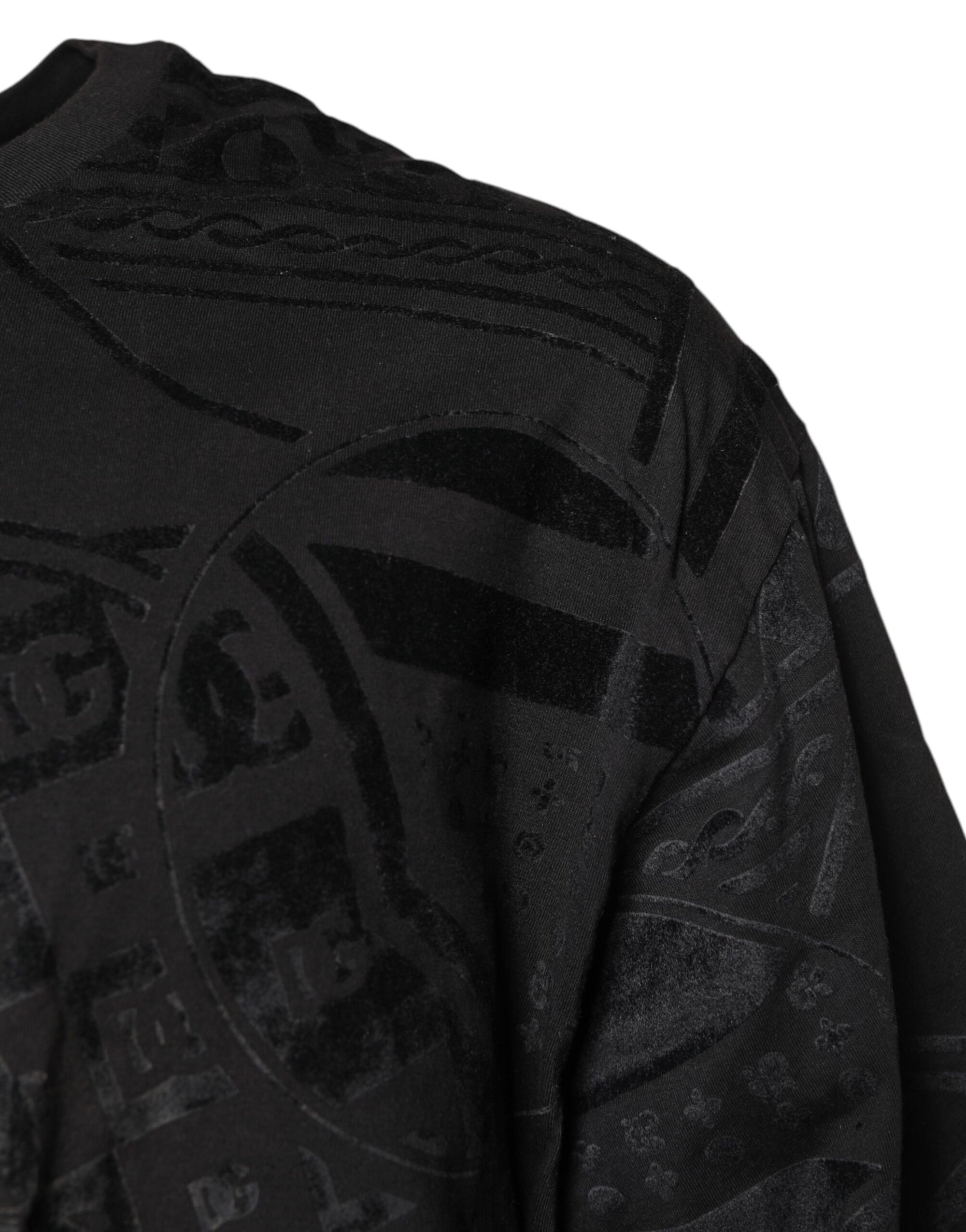 Dolce & Gabbana Black Cotton Bandana Logo Crew Neck T-shirt