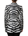 Dolce & Gabbana Black White Polyester Women Blazer Jacket