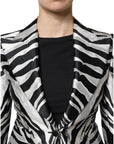 Dolce & Gabbana Black White Polyester Women Blazer Jacket