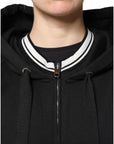 Dolce & Gabbana Black Cotton Hooded Full Zip Sweatshirt Sweater