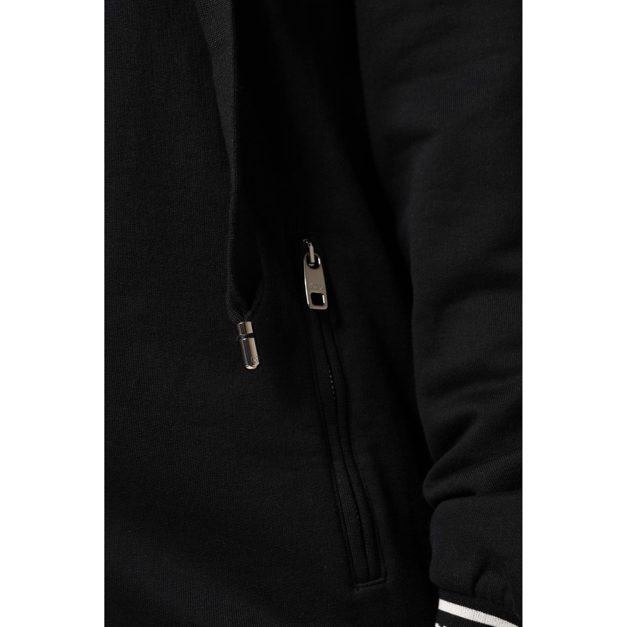 Dolce & Gabbana Black Cotton Hooded Full Zip Sweatshirt Sweater