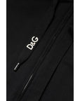 Dolce & Gabbana Black Cotton Hooded Full Zip Sweatshirt Sweater
