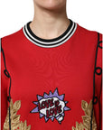 Dolce & Gabbana Red Cotton Queen Sequined Pullover Sweater