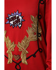 Dolce & Gabbana Red Cotton Queen Sequined Pullover Sweater