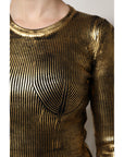 Dolce & Gabbana Gold Round Neck Long Sleeve Pullover Top