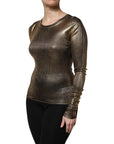 Dolce & Gabbana Gold Round Neck Long Sleeve Pullover Top