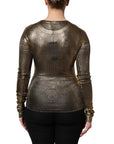 Dolce & Gabbana Gold Round Neck Long Sleeve Pullover Top