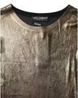 Dolce & Gabbana Gold Round Neck Long Sleeve Pullover Top