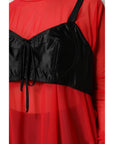 Dolce & Gabbana Red Black Bustier Detailing Long Sleeves Top