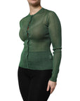 Dolce & Gabbana Green Polyester Long Sleeves Cardigan Sweater
