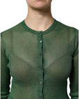 Dolce & Gabbana Green Polyester Long Sleeves Cardigan Sweater