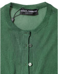 Dolce & Gabbana Green Polyester Long Sleeves Cardigan Sweater