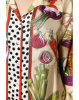 Dolce & Gabbana Multicolor Vegetables Silk Long Sleeves Top