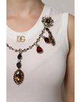 Dolce & Gabbana White Cotton Logo Crystal Detailing Tank Top