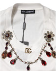 Dolce & Gabbana White Cotton Logo Crystal Detailing Tank Top