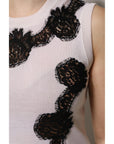 Dolce & Gabbana White Cashmere Floral Lace Detailing Tank Top