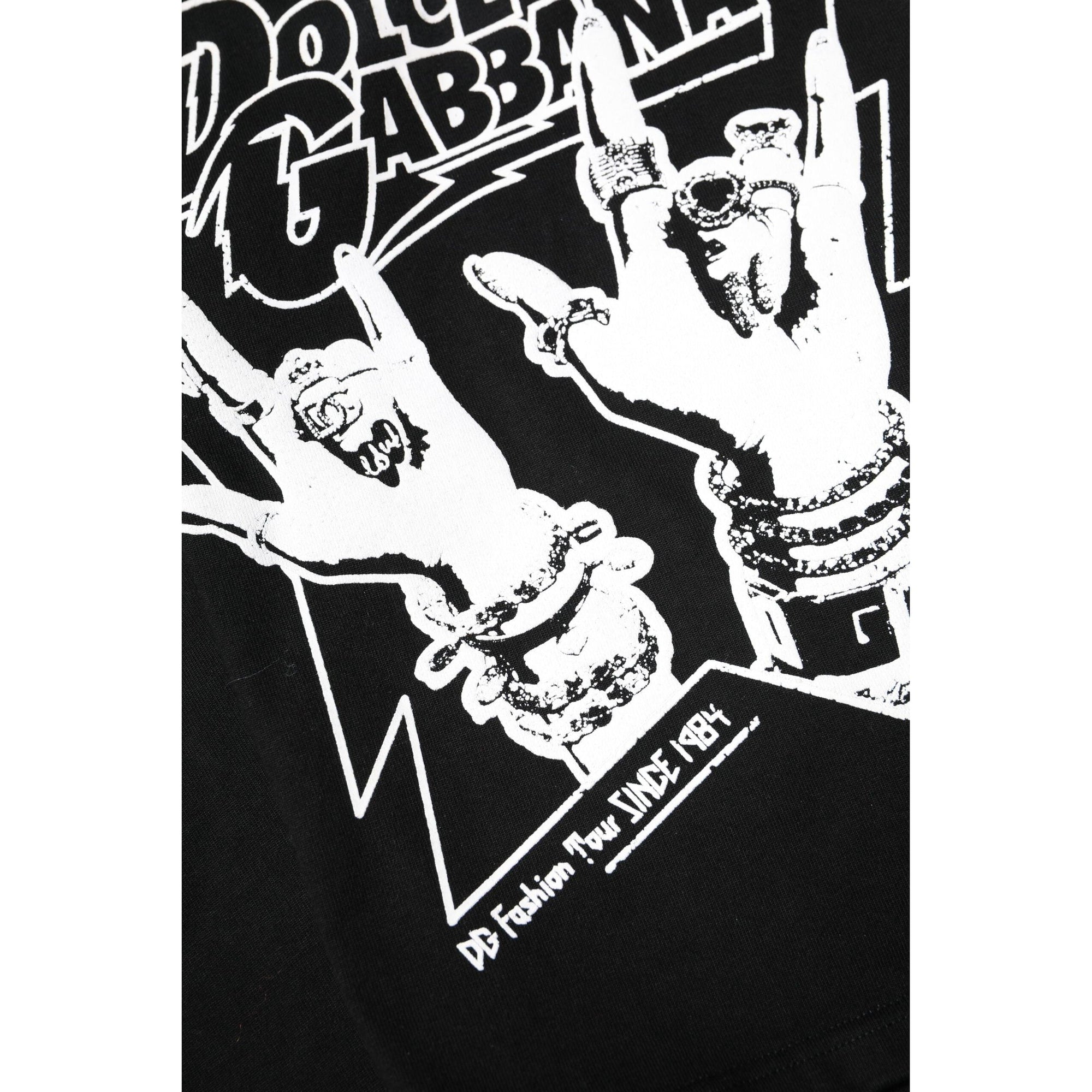 Dolce & Gabbana Black Cotton Printed Short Sleeves T-shirt