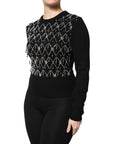 Dolce & Gabbana Black Cashmere Embellished Long Sleeves Top
