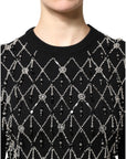 Dolce & Gabbana Black Cashmere Embellished Long Sleeves Top