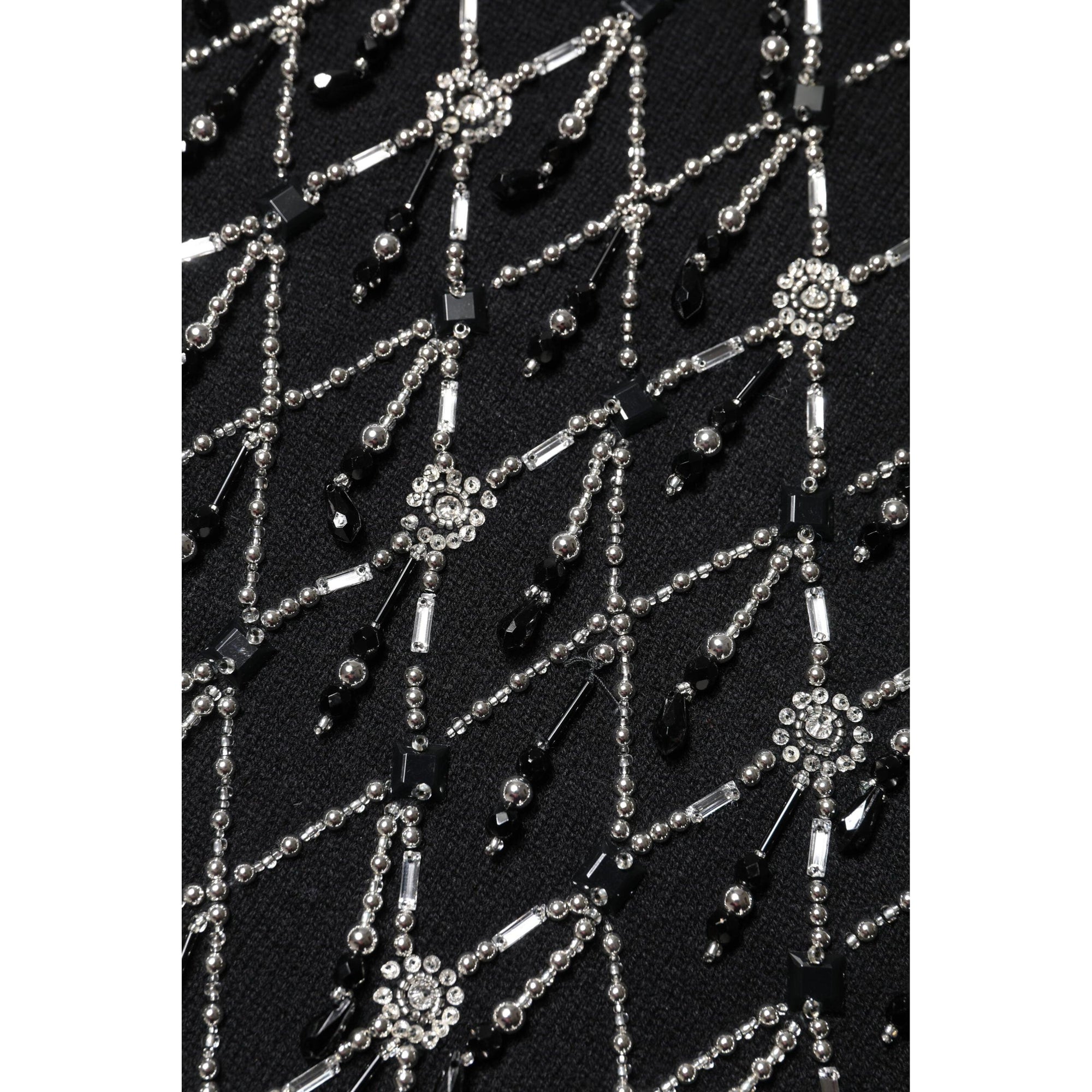 Dolce & Gabbana Black Cashmere Embellished Long Sleeves Top