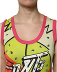 Dolce & Gabbana Multicolor Printed Crystal Embellishment Top