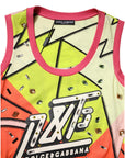 Dolce & Gabbana Multicolor Printed Crystal Embellishment Top