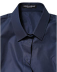 Dolce & Gabbana Blue Cotton Short Sleeves Button Down Top
