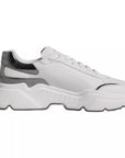 Dolce & Gabbana White Silver DAYMASTER Leather Sneakers Shoes