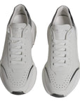 Dolce & Gabbana White Silver DAYMASTER Leather Sneakers Shoes