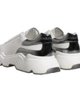 Dolce & Gabbana White Silver DAYMASTER Leather Sneakers Shoes