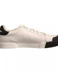 Dolce & Gabbana White Leather Logo Portofino Sneakers Shoes