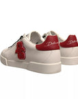 Dolce & Gabbana White Leather DG Logo Low Top Sneaker Shoes
