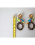 Dolce & Gabbana Multicolor Parrot Wood Brass Crystal Embellished Earrings