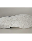Dolce & Gabbana White Blue Leather Logo Low Top Sneakers Shoes
