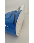 Dolce & Gabbana White Blue Leather Logo Low Top Sneakers Shoes